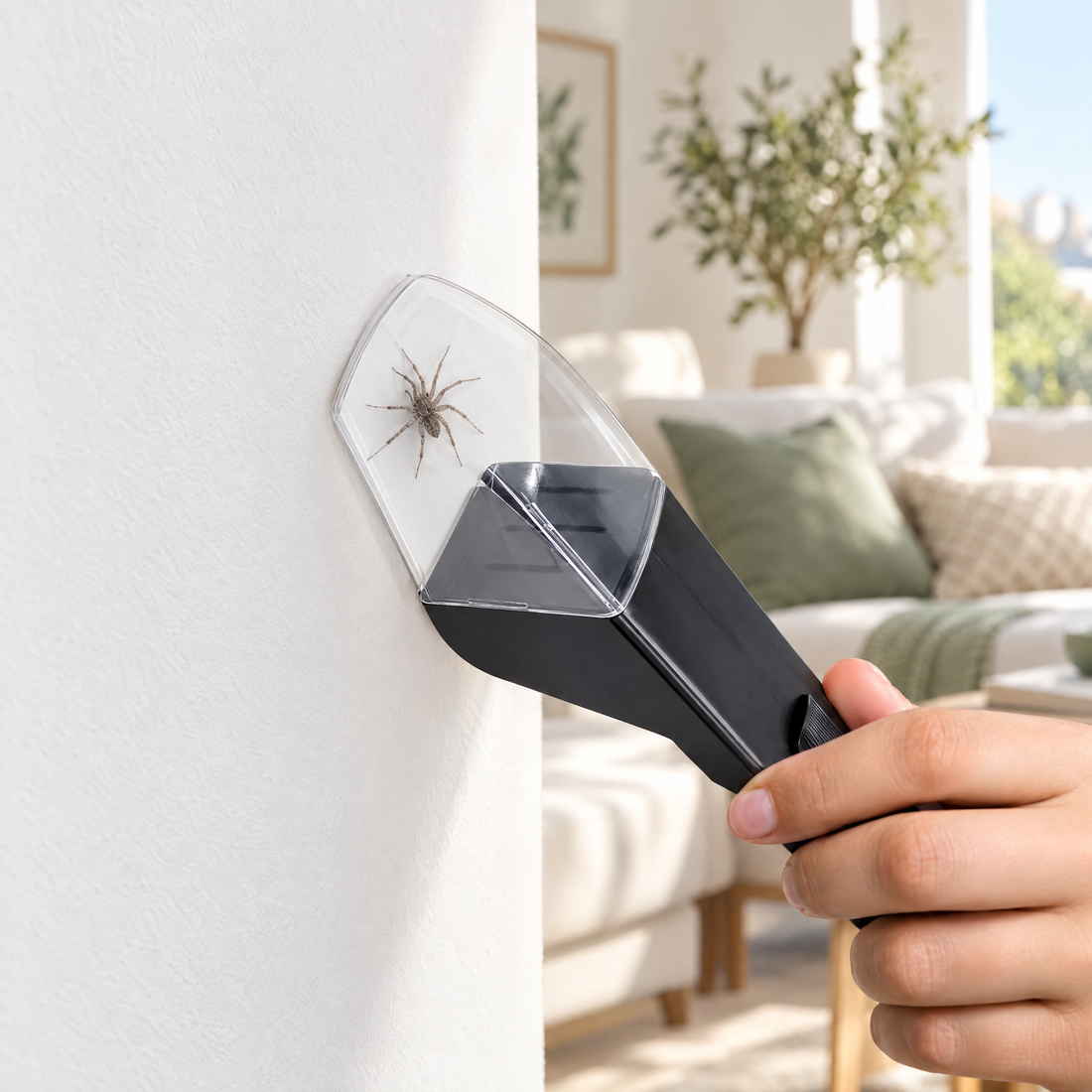 Sacar una araña de la pared sin tocarla con Caza Bichos